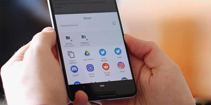 android q sharing shortcuts
